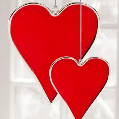 Tiffany hjerter i glass - røde